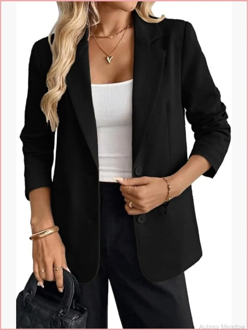 Business Casual Relaxed Fit Blazer with Pockets